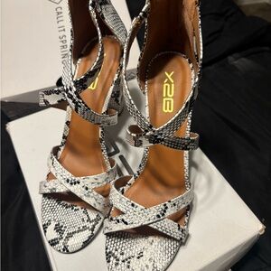 X2 Women's Snakeskin Heels - Black and White